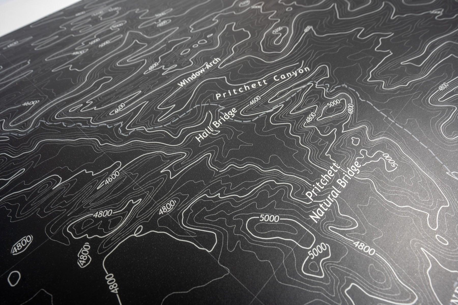Stealth Black Moab Topographic Map Hood Overlay (Printed Series) For 2021+ Bronco