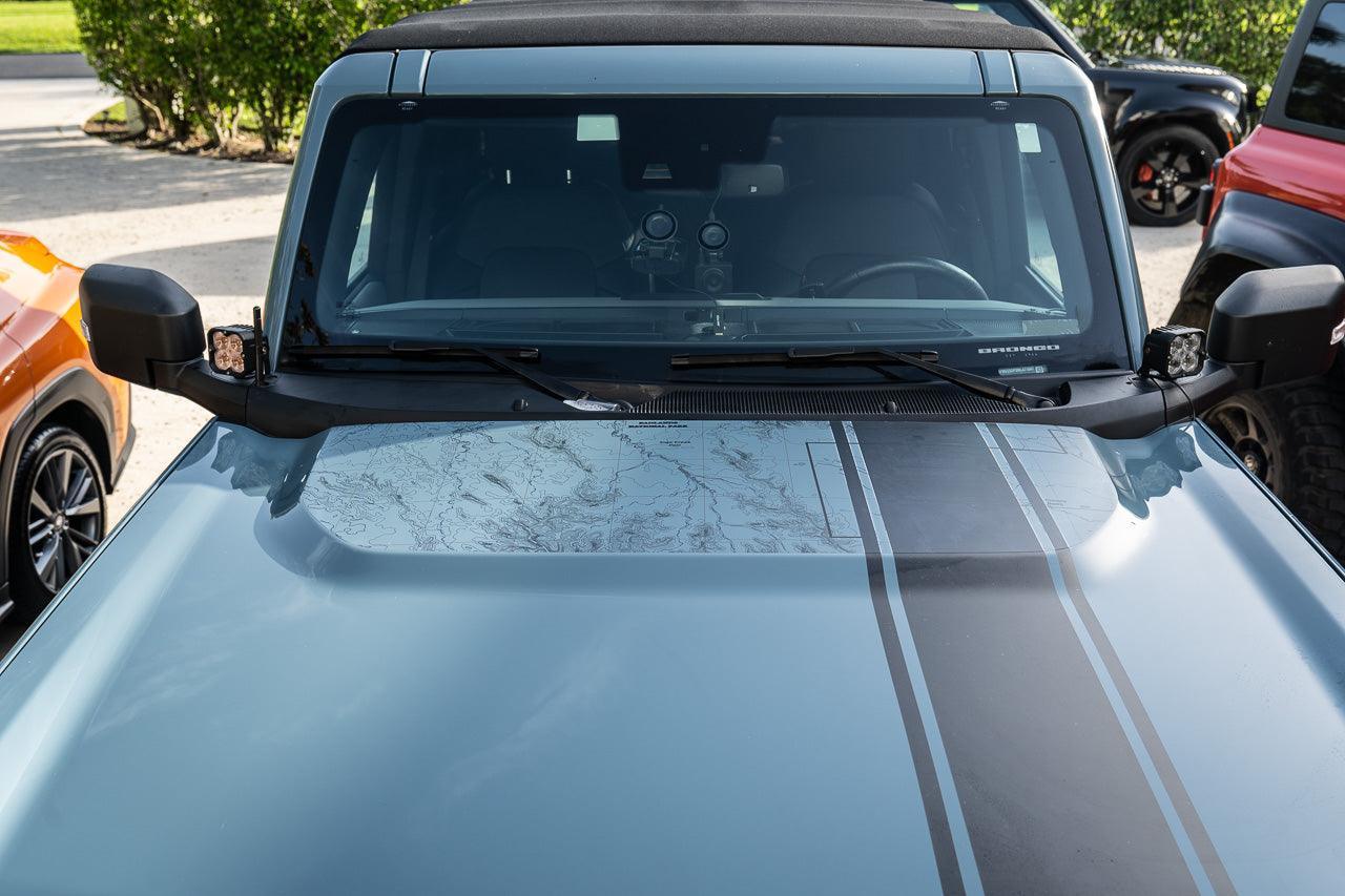 Stealth Clear Badlands Topographic Map Hood Overlay For 2021+ Bronco