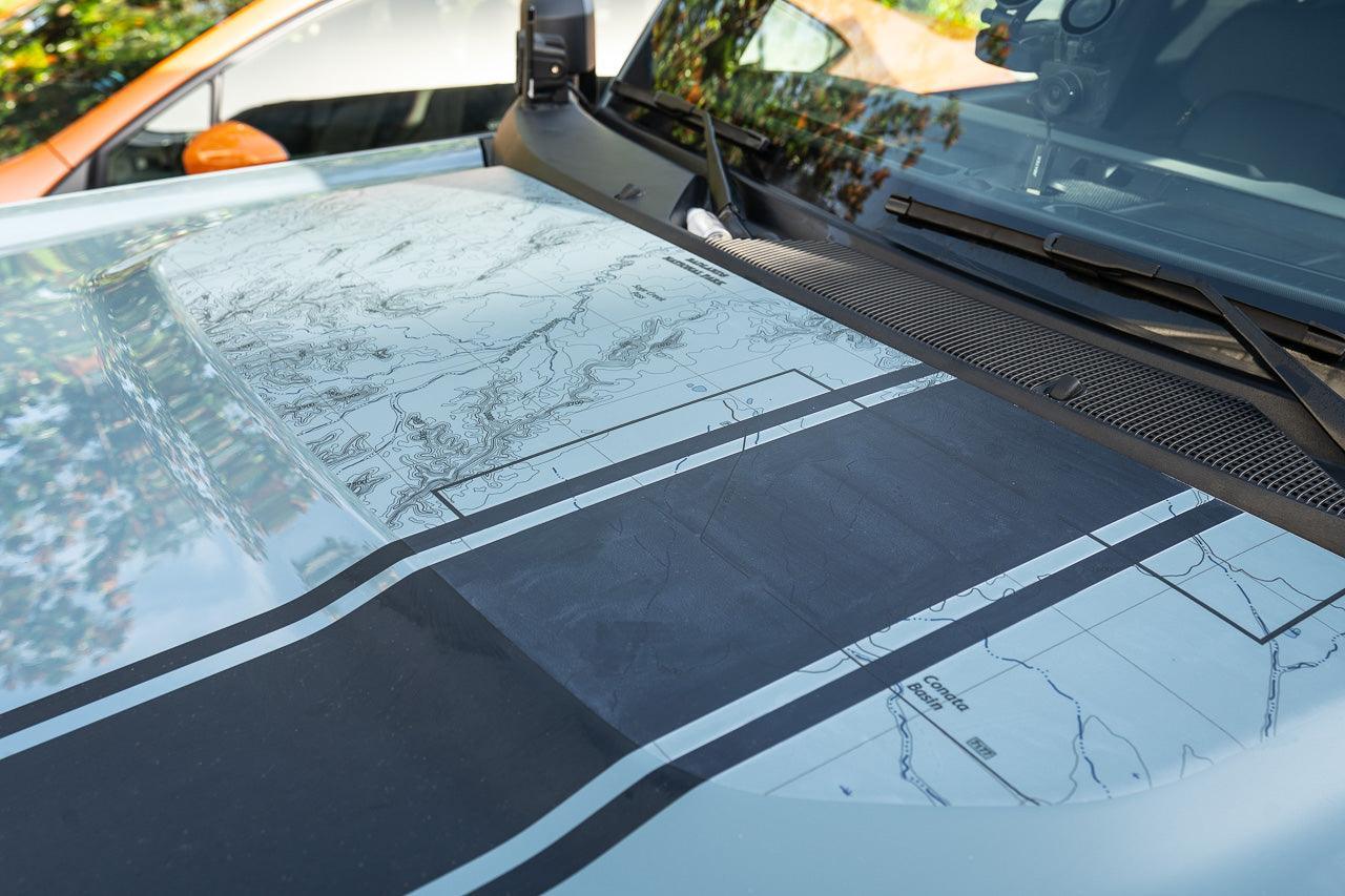 Stealth Clear Badlands Topographic Map Hood Overlay For 2021+ Bronco
