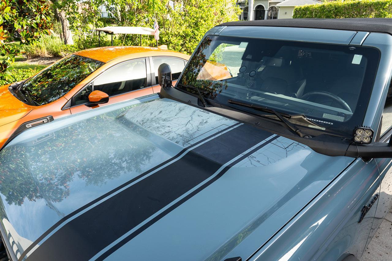 Stealth Clear Badlands Topographic Map Hood Overlay For 2021+ Bronco