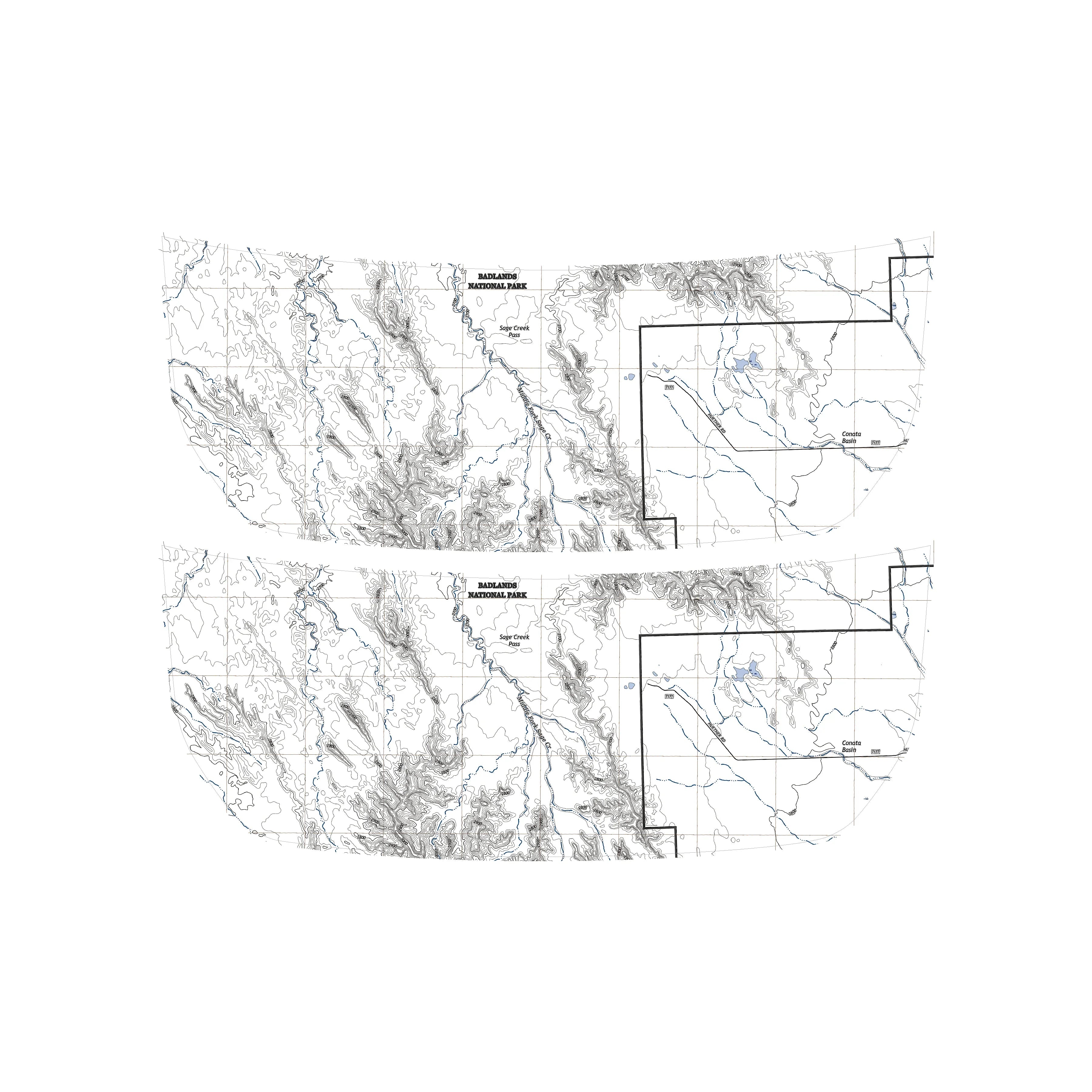 Stealth Clear Badlands Topographic Map Hood Overlay For 2021+ Bronco