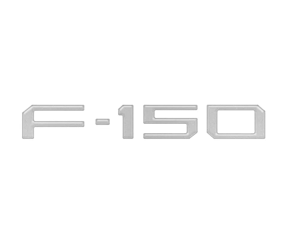 Silver F-150 emblem tailgate applique accessory for Ford F-150 Raptor, King Ranch, Platinum