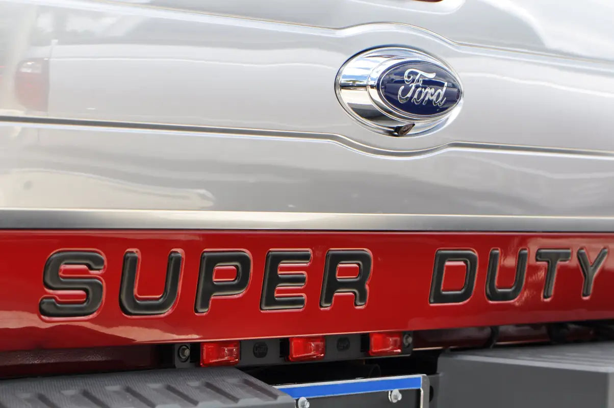 Ford Super Duty tailgate with letter inserts for 2008-2016 truck branding