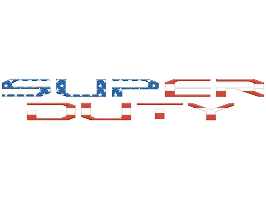 Super Duty tailgate letter inserts with American flag design for Ford Super Duty trucks