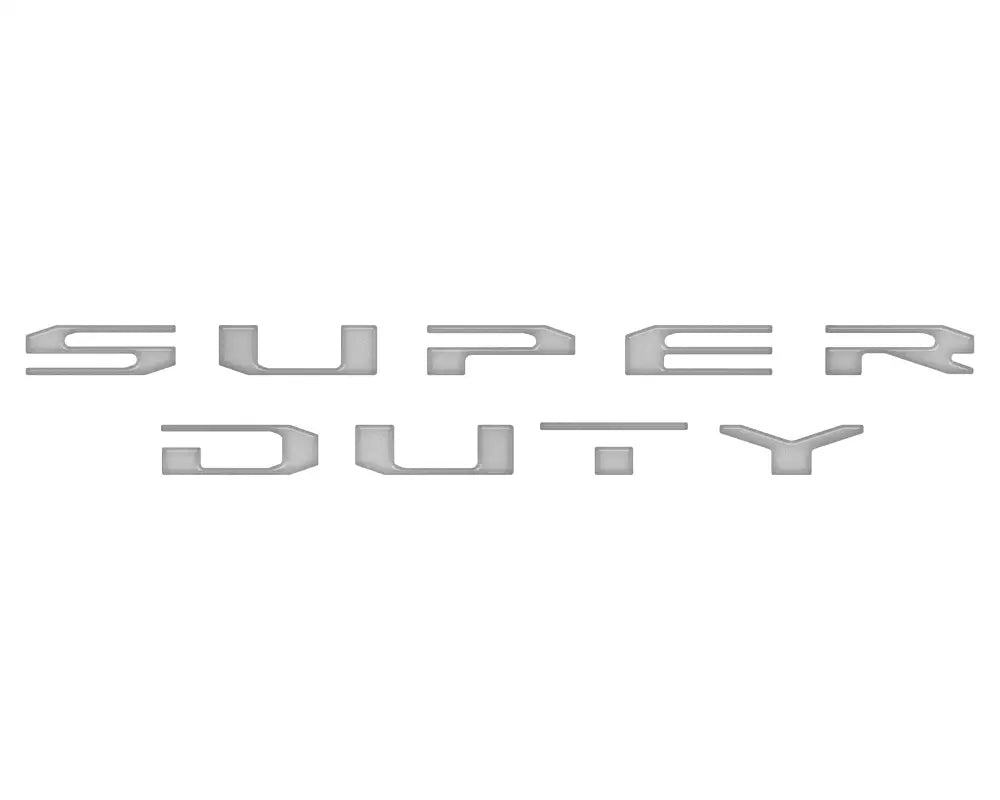 Silver Super Duty tailgate letter overlays for 2020-2022 Ford Super Duty Platinum Limited
