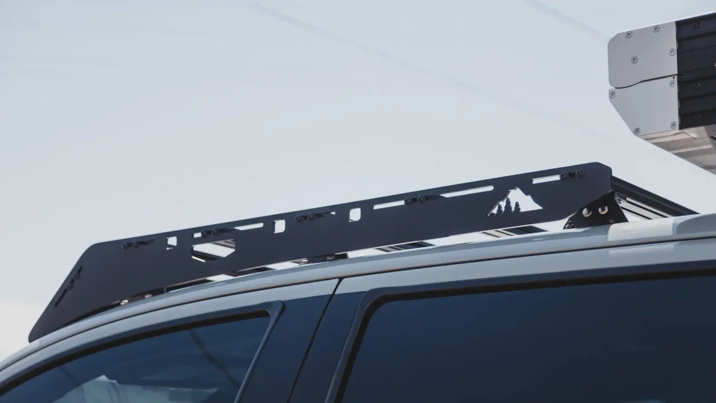 Detailed view of Bear Paw Roof Rack's side panel design, highlighting its rugged construction and mounting versatility.