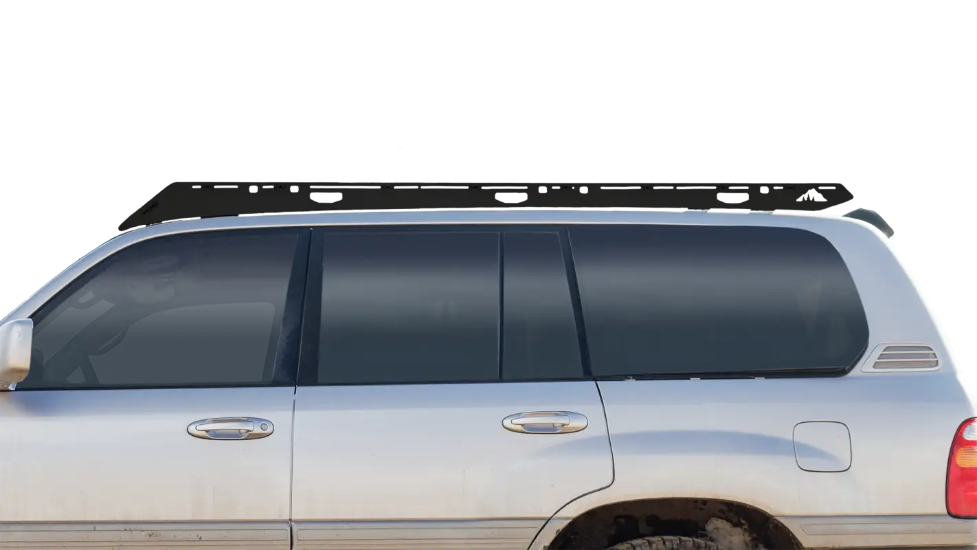 Close-up side view of The Oxford Roof Rack on a Lexus LX470, highlighting its durable, drill-free mounting system.