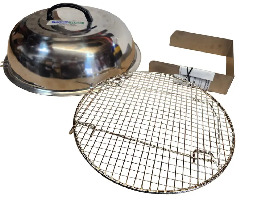 TemboTusk Skottle Grill accessories including a stainless steel lid and grill rack for versatile outdoor cooking.