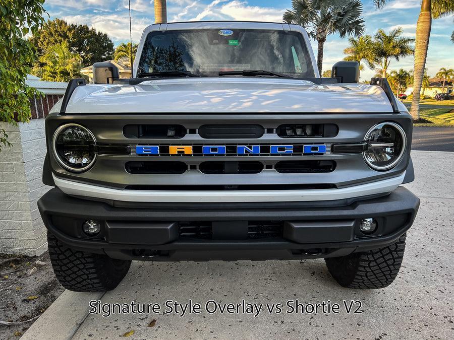 V2 Smoked Shortie Style Light Bar Overlays For 2021+ Bronco (Standard Headlights)