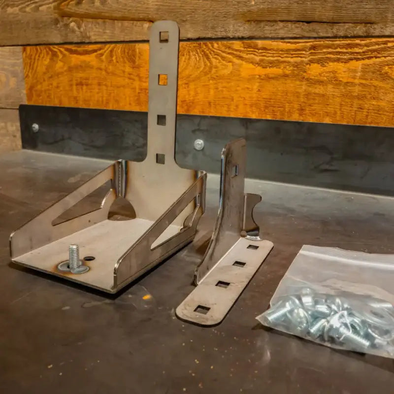Vertical Hi-Lift Bracket with no-drill installation, compatible with C4 swing arms. Includes mounting hardware and installation guide.