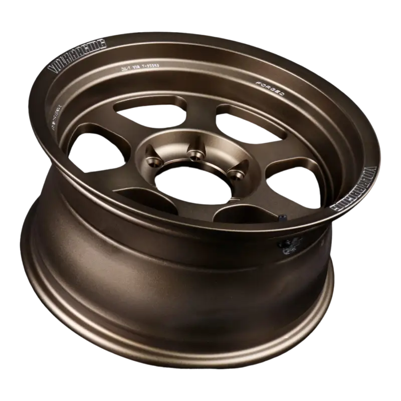 Bronze Volk Racing TE37XT M-Spec Wheel, 17x8.5 dimensions, 6x139 bolt pattern, -10 offset, forged construction with black valve stem.