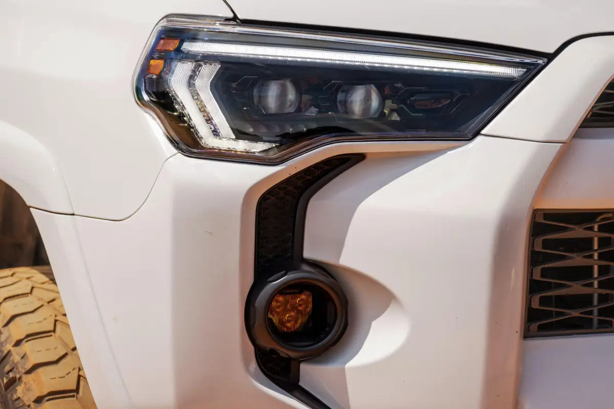 White vehicle headlight and fog light with XB Evo Hybrid Headlights for 14-24 4Runner